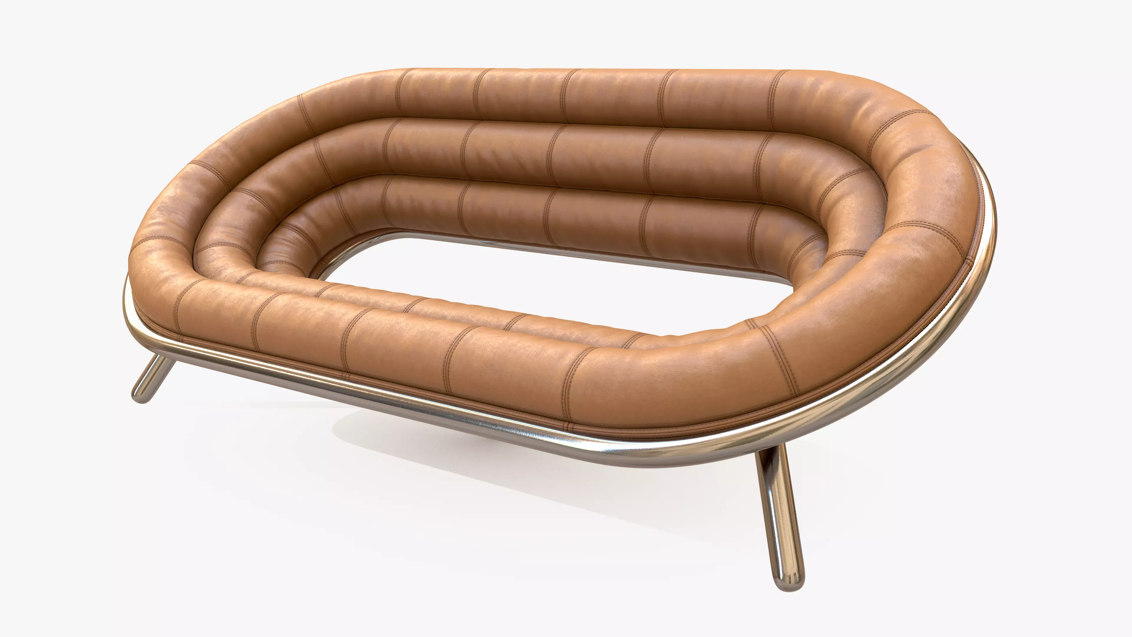 Sofa Round Leather 3D model_0