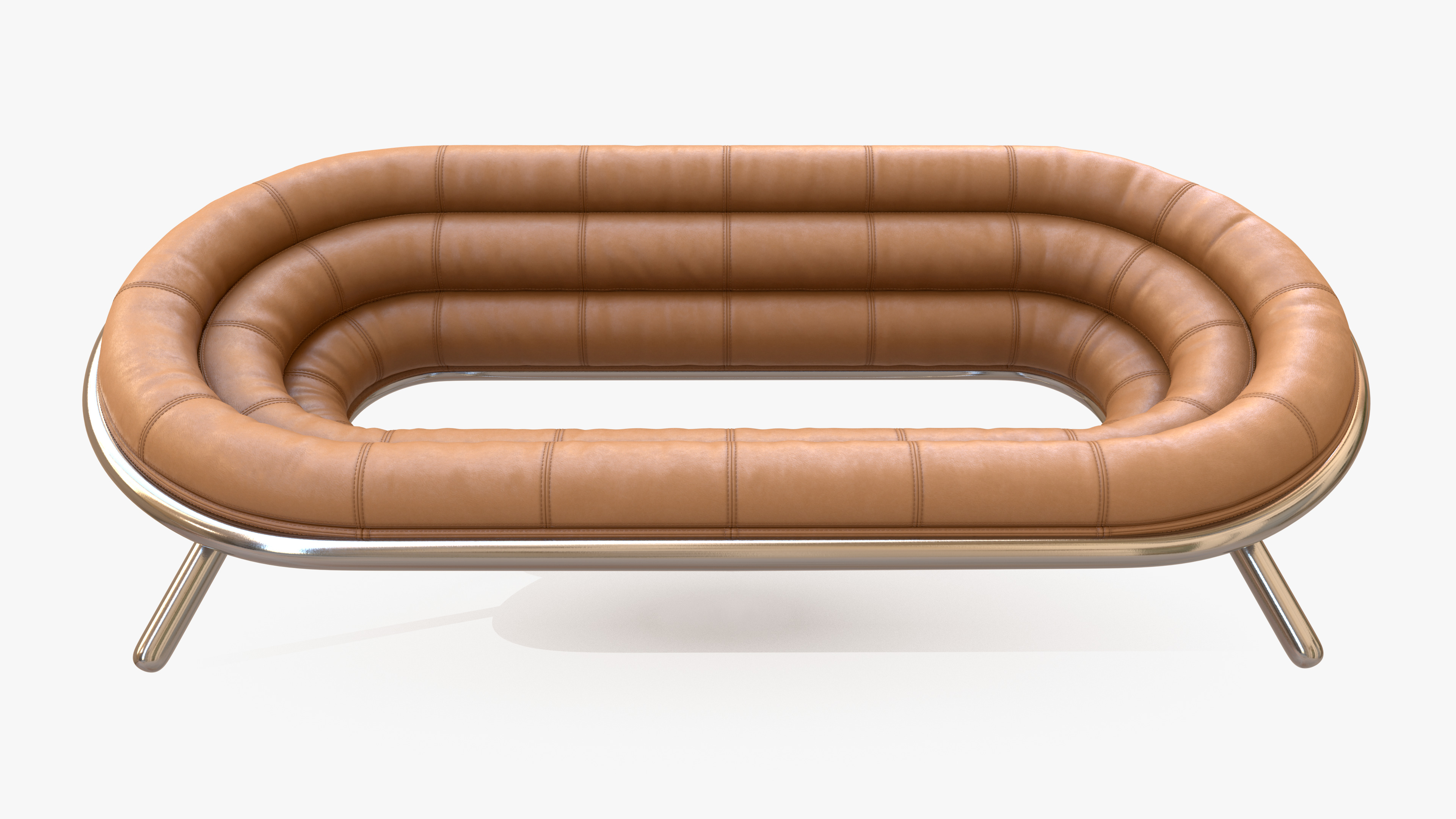 Sofa Round Leather 3D model_2