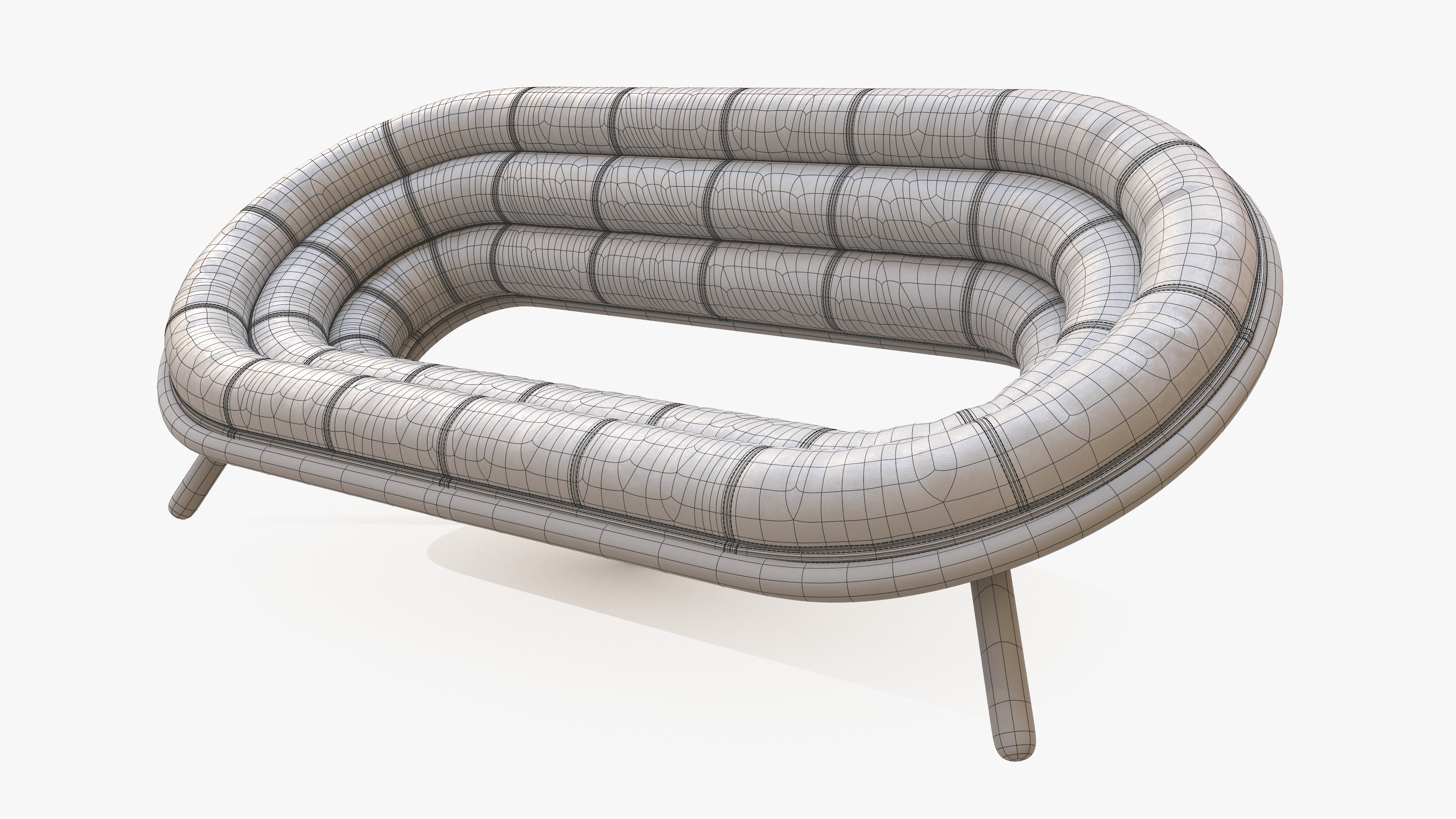 Sofa Round Leather 3D model_7
