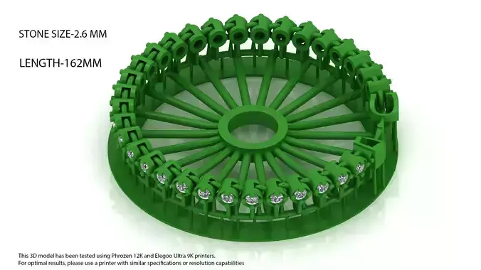 4TH SIZE OF SPIRAL Elegant Single Stone 3D Printed Bracelet