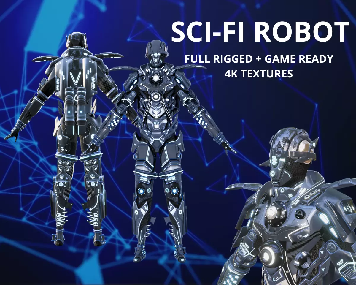 X TITAN Sci-Fi Robot Character Fully Rigged Low-poly 3D model_0