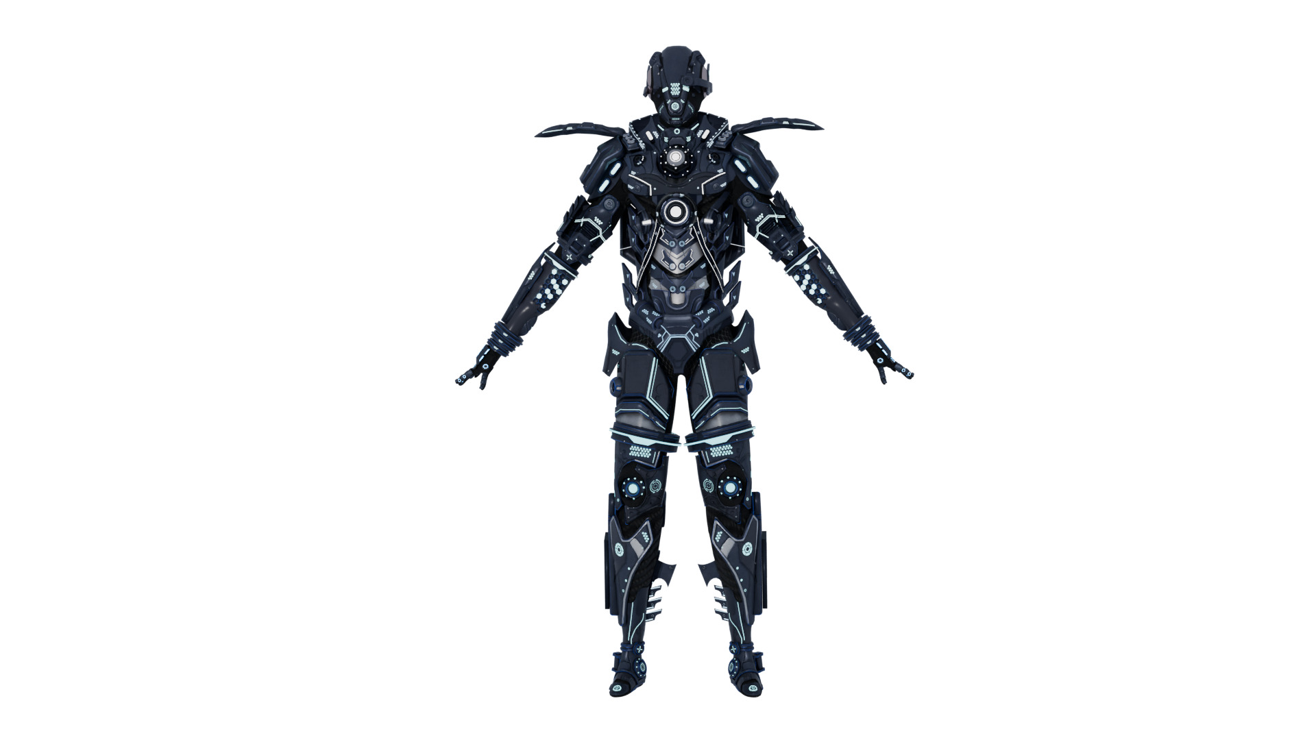 X TITAN Sci-Fi Robot Character Fully Rigged Low-poly 3D model_5