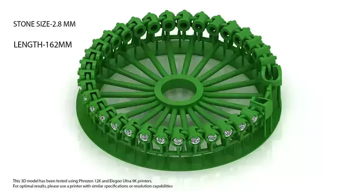 5TH SIZE OF SPIRAL Elegant Single Stone 3D Printed Bracelet 