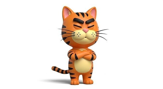 cat with orange fur and black stripes 3D model
