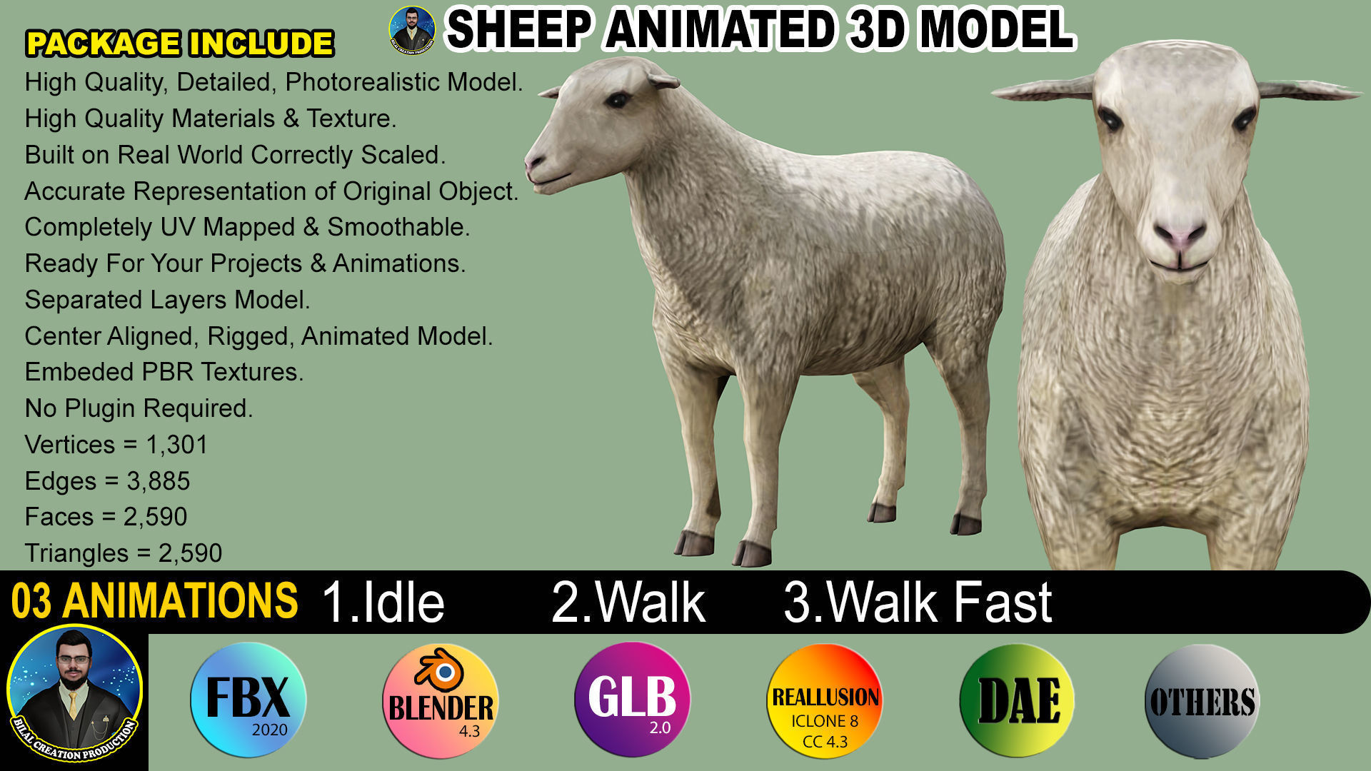 QURBANI ANIMATED ANIMALS 9 3D Model Collection_2