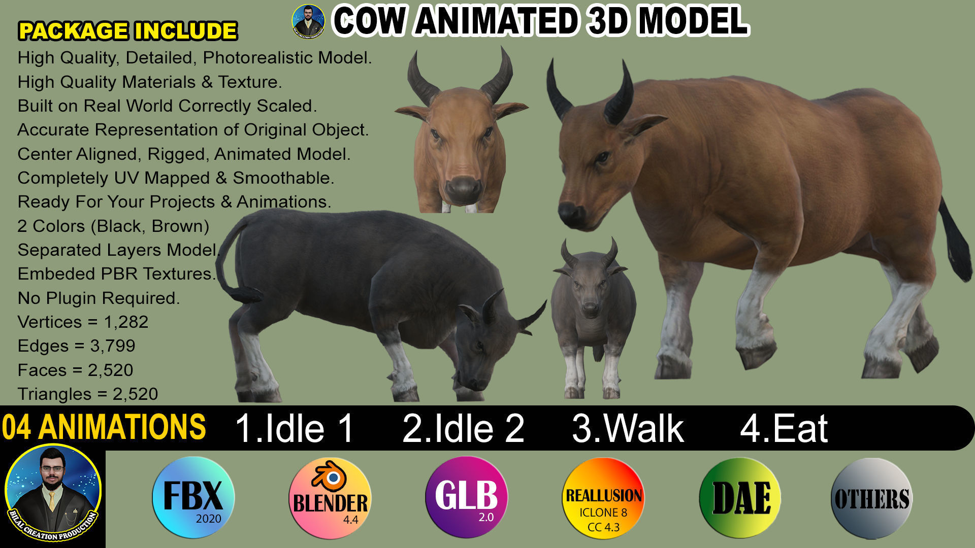 QURBANI ANIMATED ANIMALS 9 3D Model Collection_1