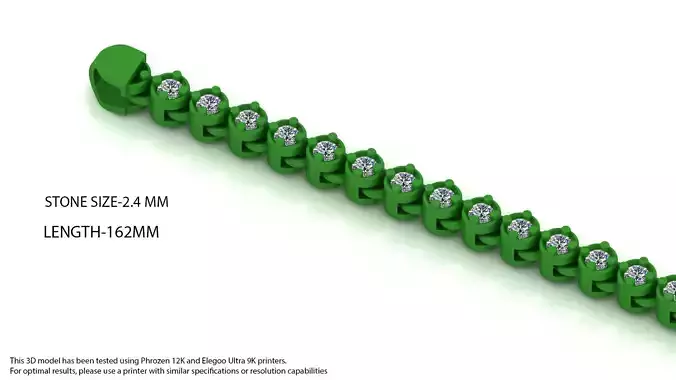 3rd Size Elegant Single Stone 3D Printed Bracelet STRICK TYPE 