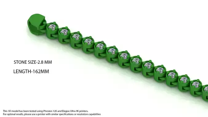 5th Size Elegant Single Stone 3D Printed Bracelet STRICK TYPE