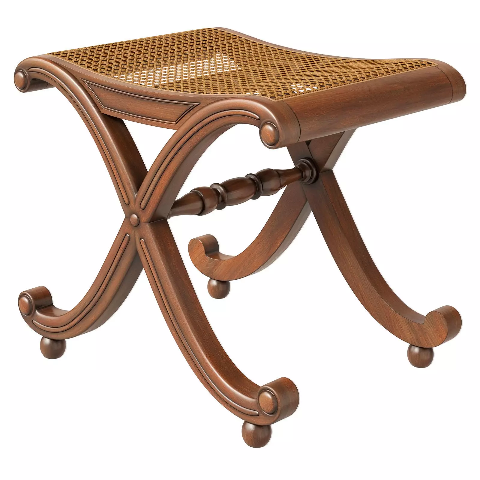 Sothebys Regency Mahogany X Frame stool 3D model