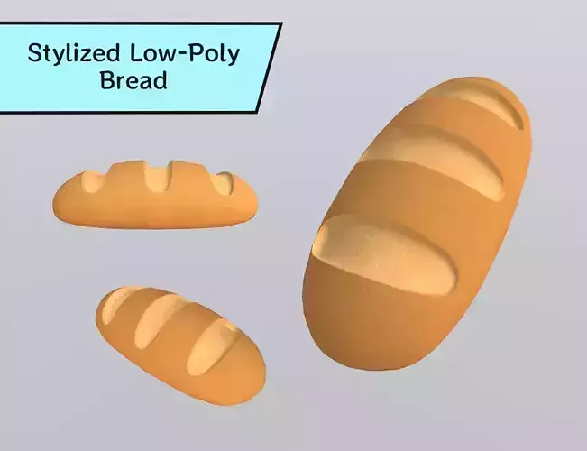 Stylized Low-Poly Bread Loaf