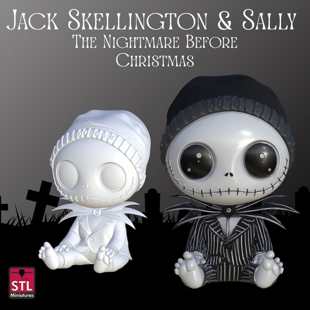 Jack Skellington and Sally STL Files for 3D 3D print model_2