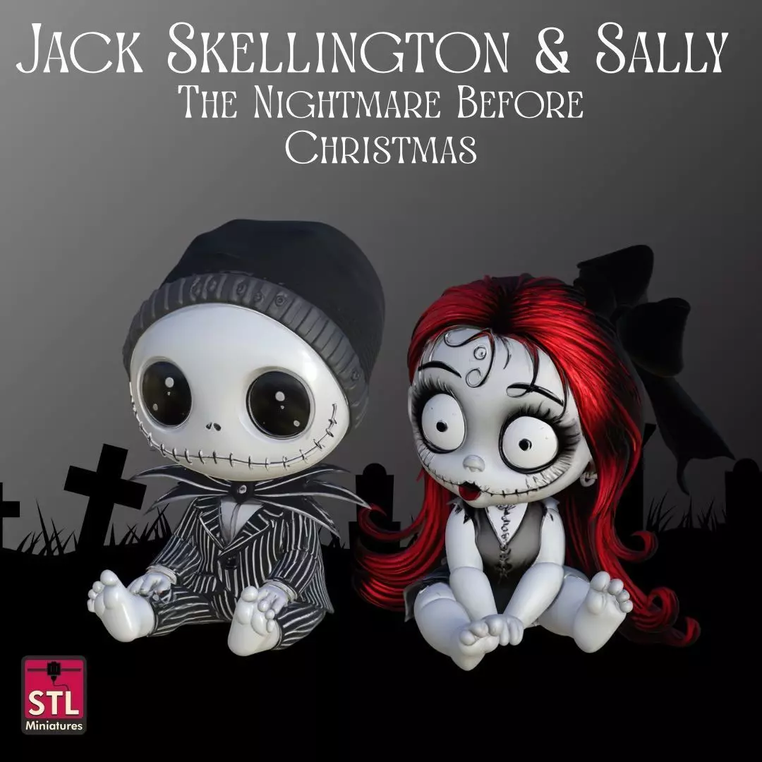 Jack Skellington and Sally STL Files for 3D 3D print model_0