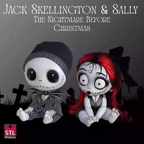 Jack Skellington and Sally STL Files for 3D 3D print model
