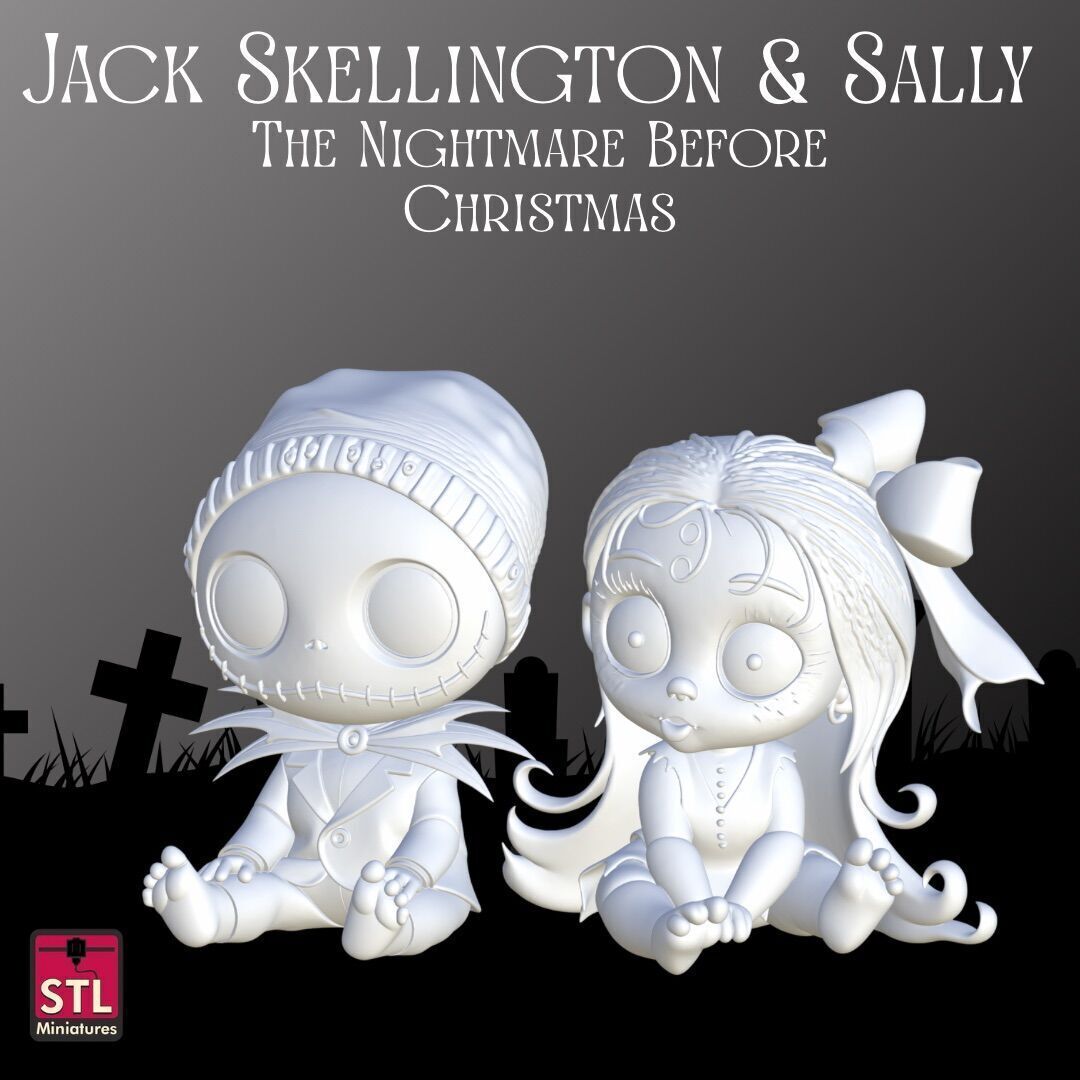 Jack Skellington and Sally STL Files for 3D 3D print model_1