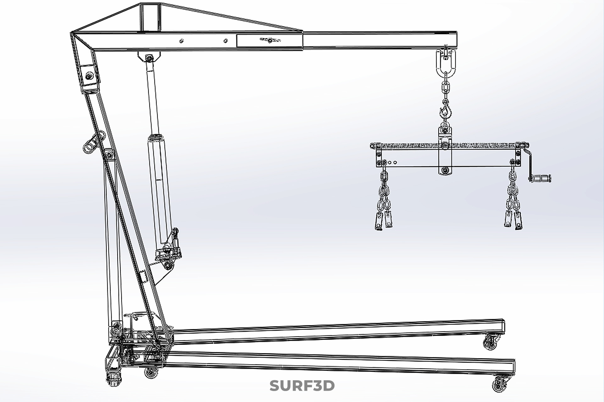 CRANE ENGINE HOIST LIFT WINCH HYDRAULIC LEVELER BALANCER LOAD UP 3D model_34
