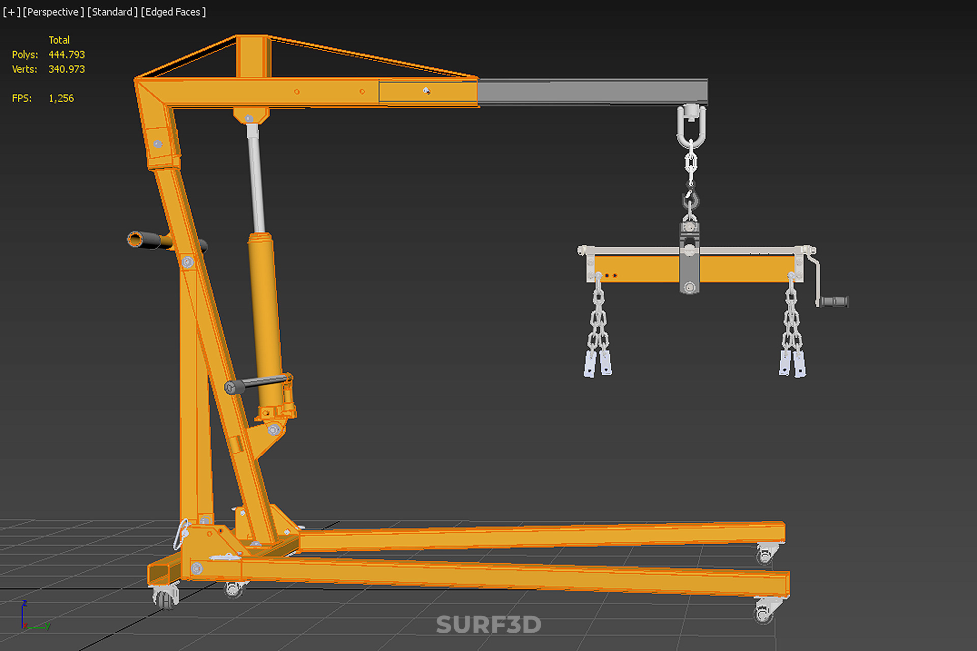 CRANE ENGINE HOIST LIFT WINCH HYDRAULIC LEVELER BALANCER LOAD UP 3D model_32