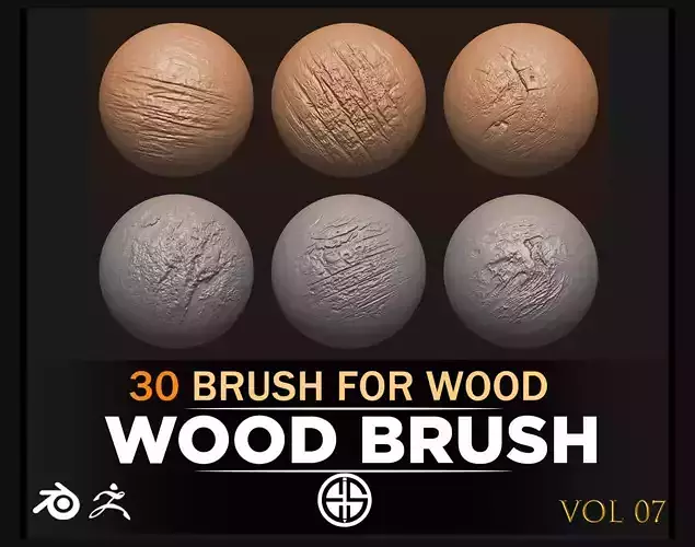 30 Wood Brush-Alpha-Blender Brush-Zbrush Brush-Vol 7