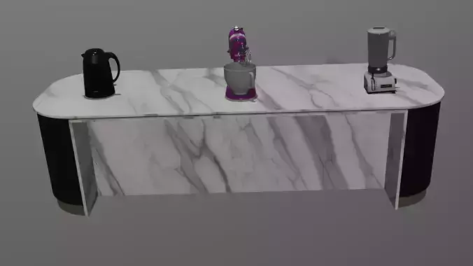  Kitchen Appliance Set  BlenderKettle Stand Mixer Marble Counter