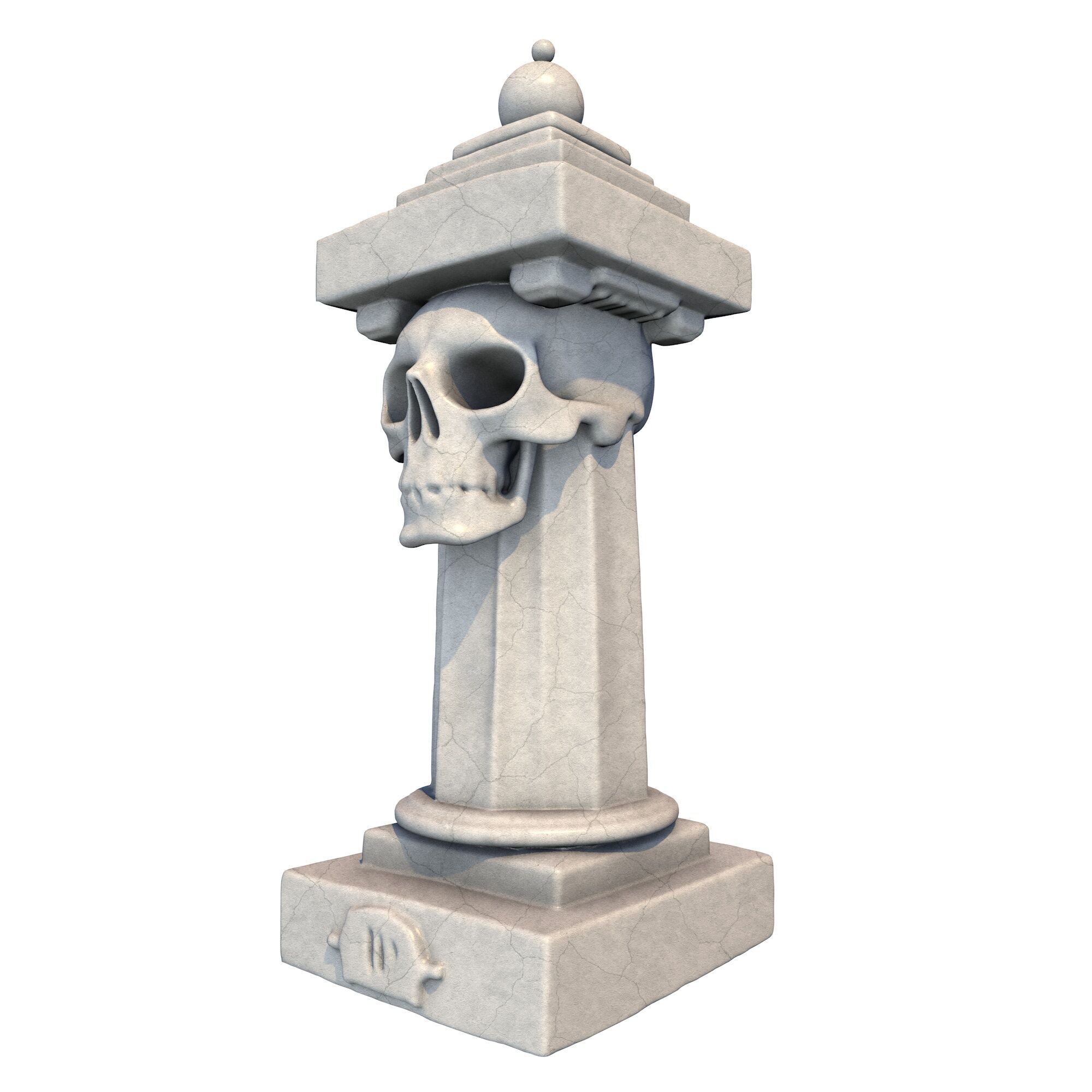 Temple Stone Skull Pillar 4 3D print model_1