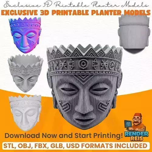 Tribal Chief Mask Planter 3D model