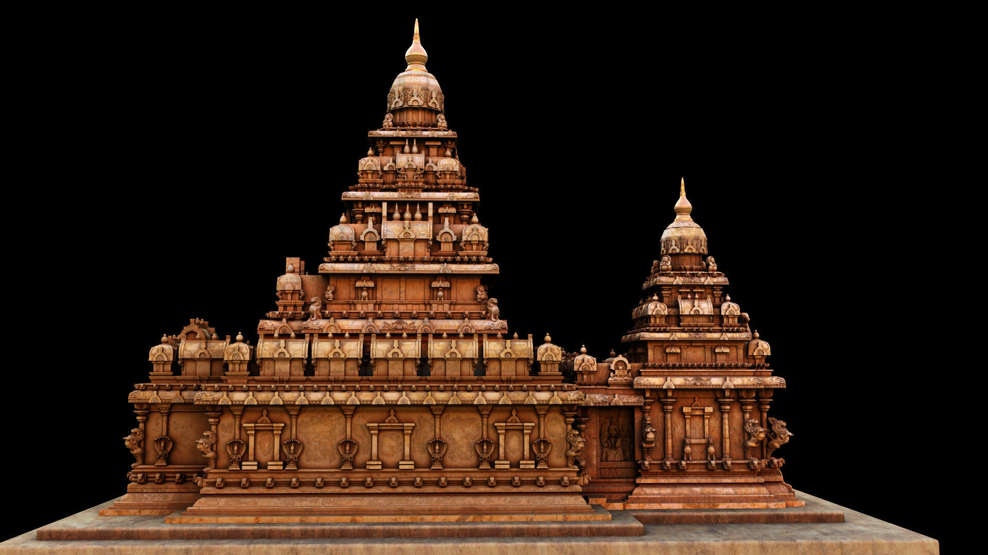 mamallapuram shore temple 3D model_9