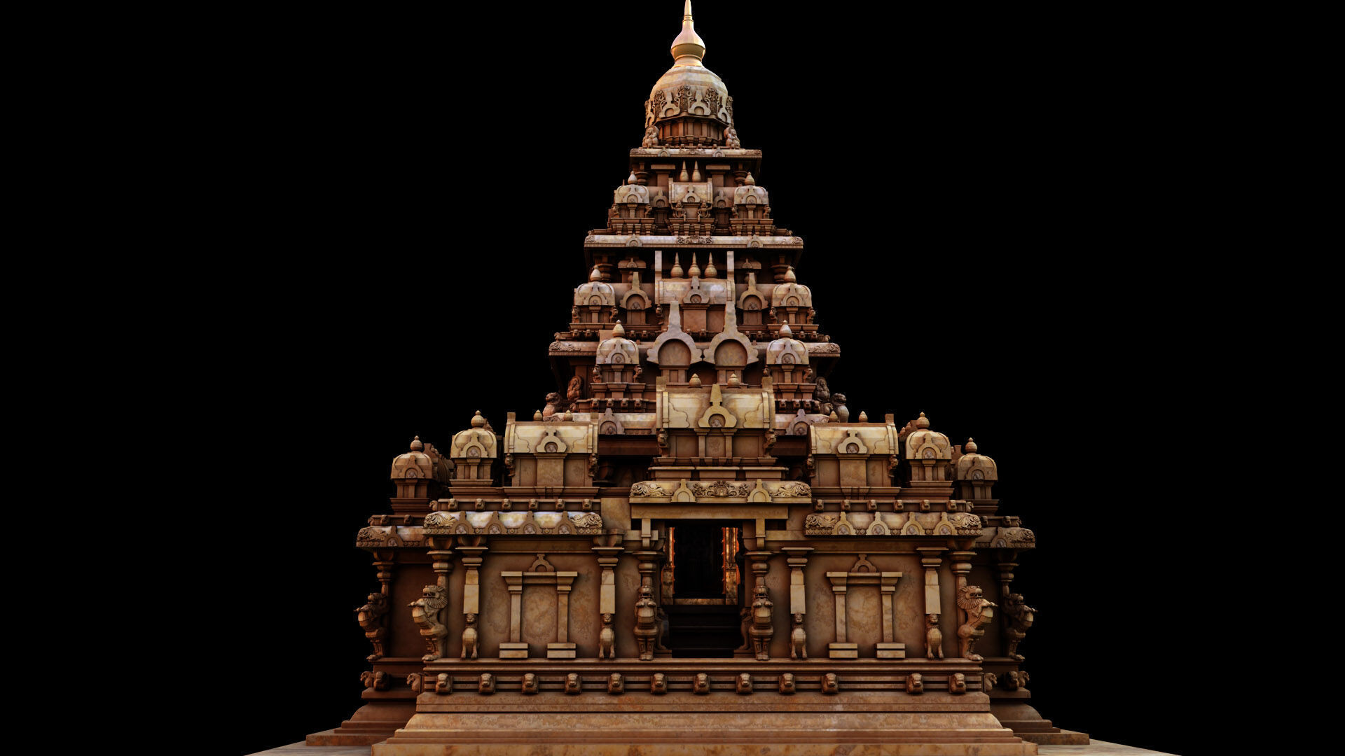mamallapuram shore temple 3D model_7