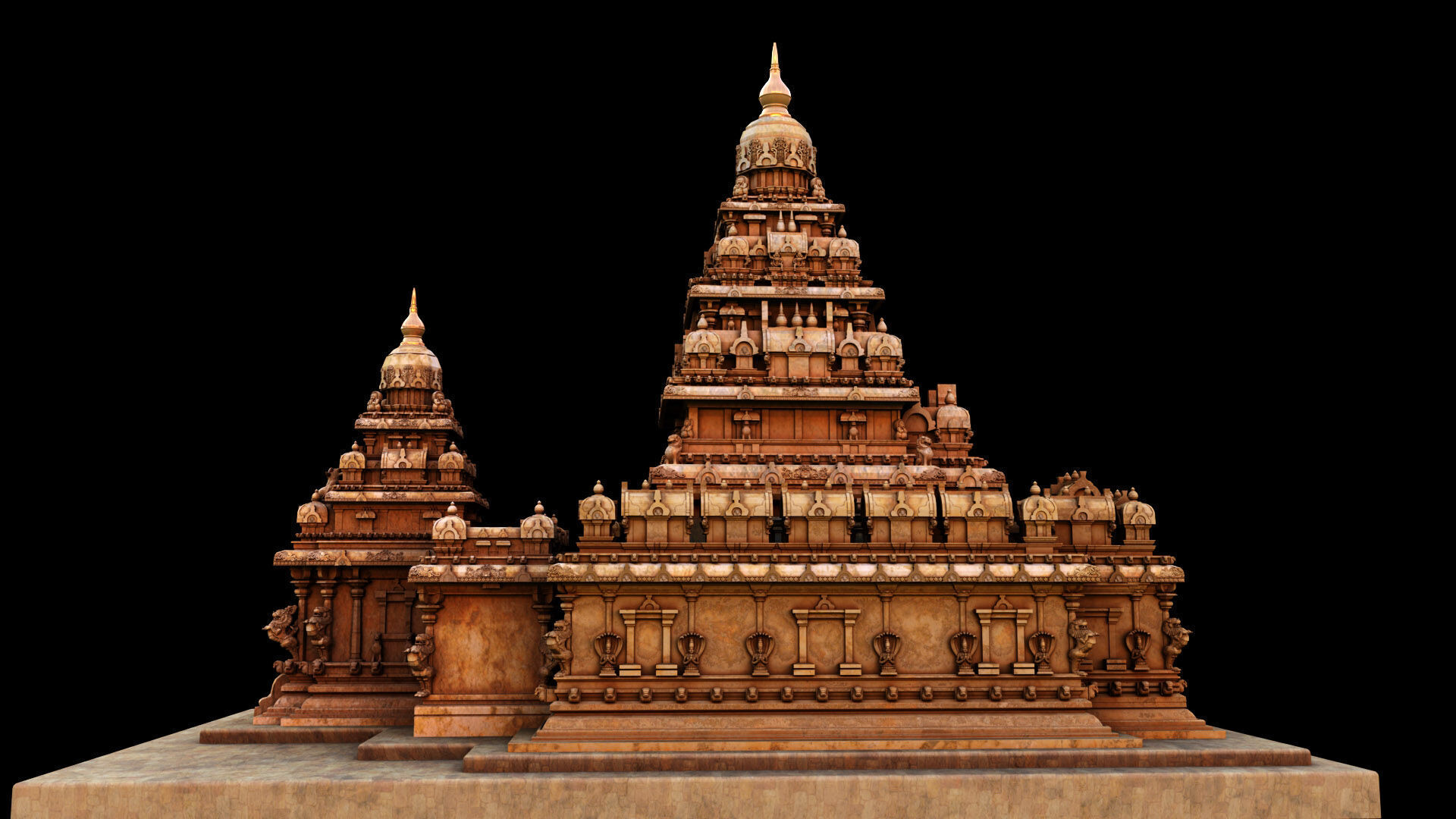 mamallapuram shore temple 3D model_1