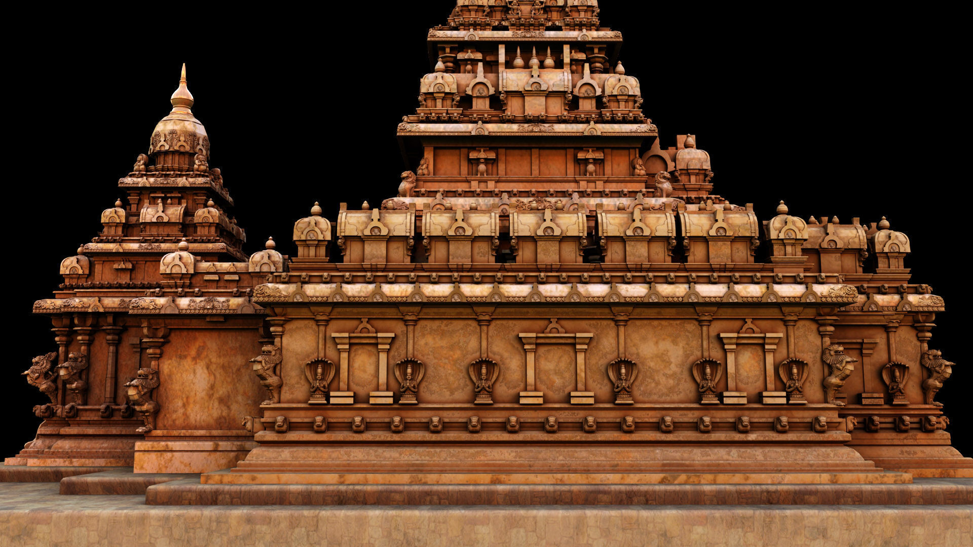 mamallapuram shore temple 3D model_6