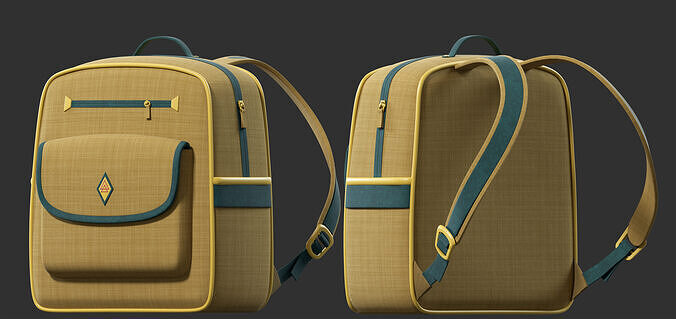 cartoon backpack schoolbag 3D model