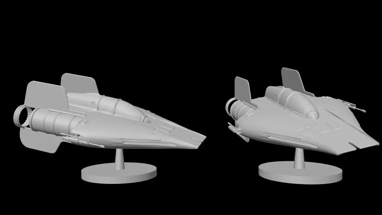 Star Wars RZ-1 A-wing interceptor with base 3D print model