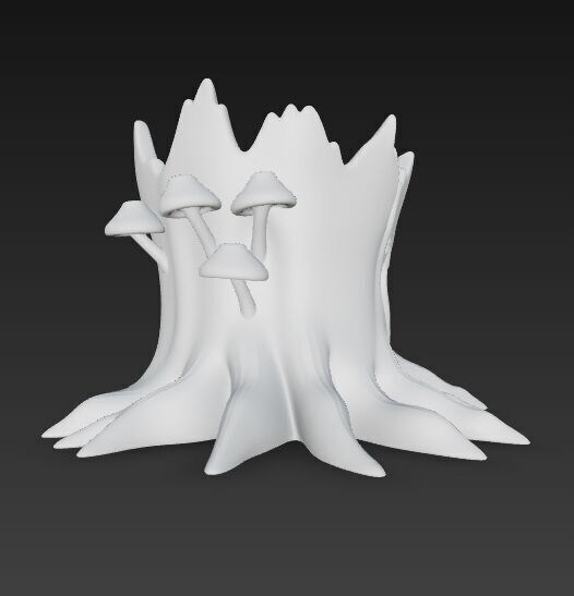 Runic Carved Log Planter 3D model_21