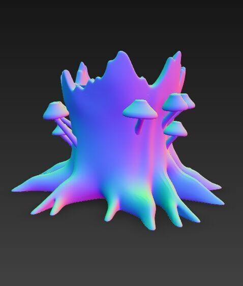 Runic Carved Log Planter 3D model_12