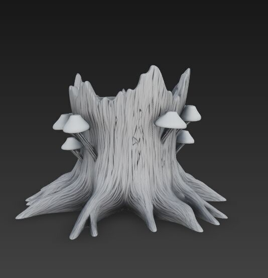 Runic Carved Log Planter 3D model_5