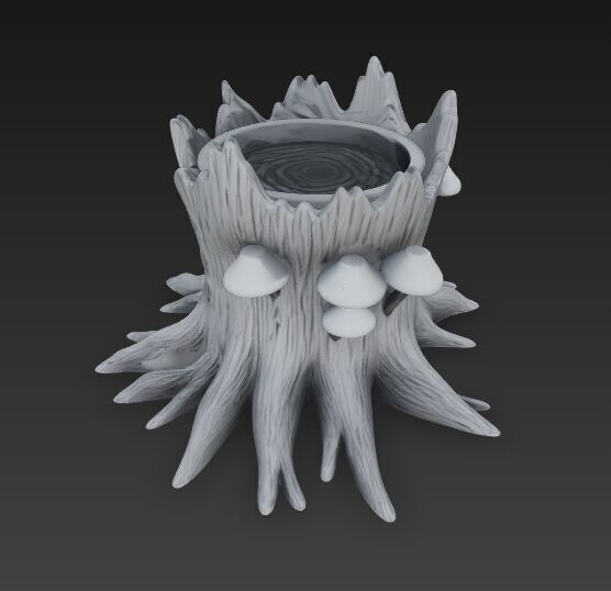 Runic Carved Log Planter 3D model_1