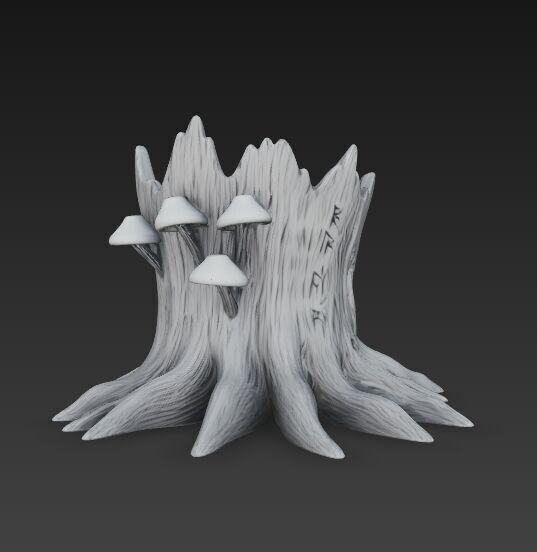 Runic Carved Log Planter 3D model_8