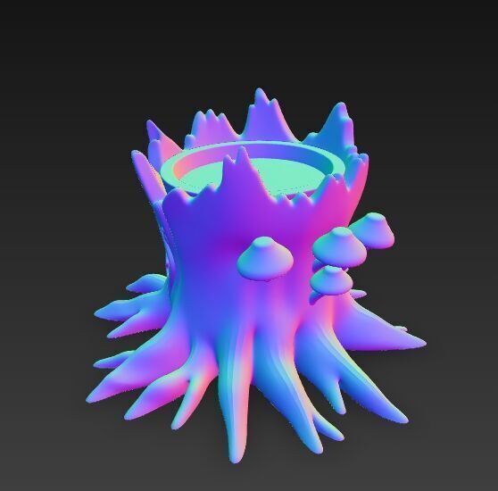 Runic Carved Log Planter 3D model_16