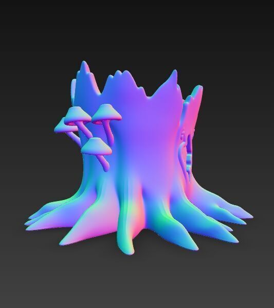 Runic Carved Log Planter 3D model_10