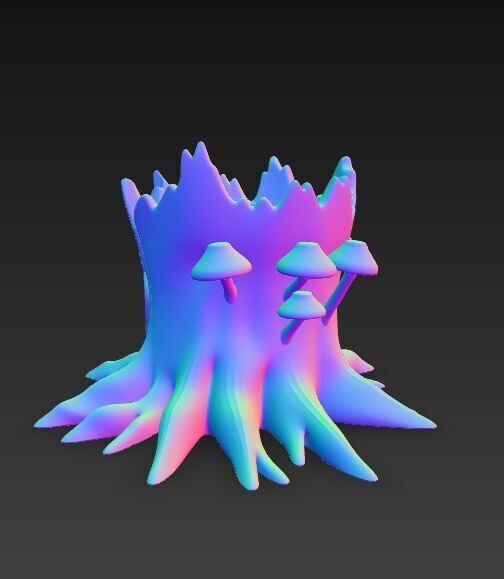 Runic Carved Log Planter 3D model_14