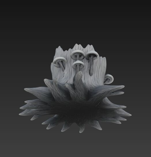 Runic Carved Log Planter 3D model_4