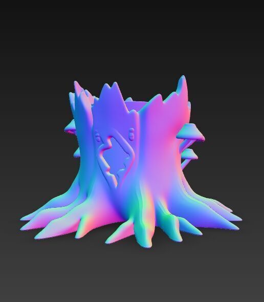 Runic Carved Log Planter 3D model_15