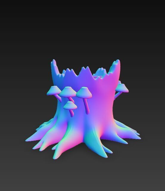 Runic Carved Log Planter 3D model_13