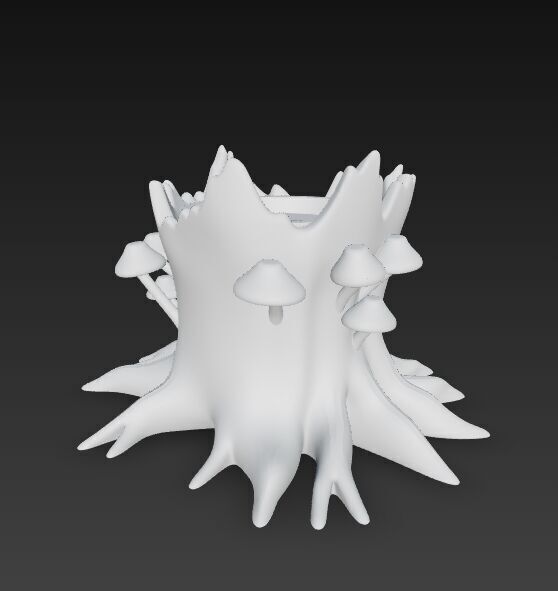 Runic Carved Log Planter 3D model_22