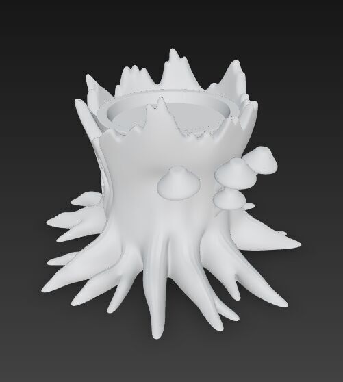 Runic Carved Log Planter 3D model_17