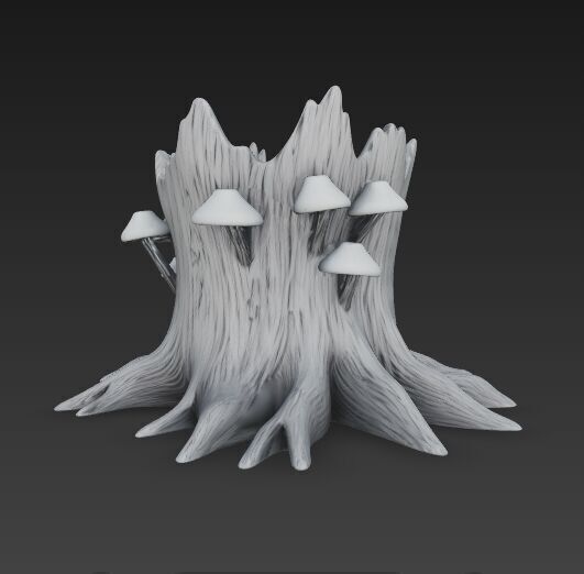 Runic Carved Log Planter 3D model_6