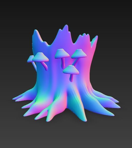 Runic Carved Log Planter 3D model_11