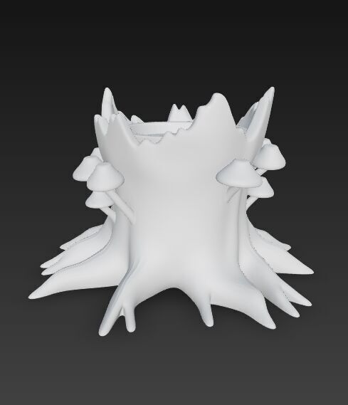 Runic Carved Log Planter 3D model_23