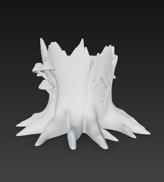 Runic Carved Log Planter 3D model_20