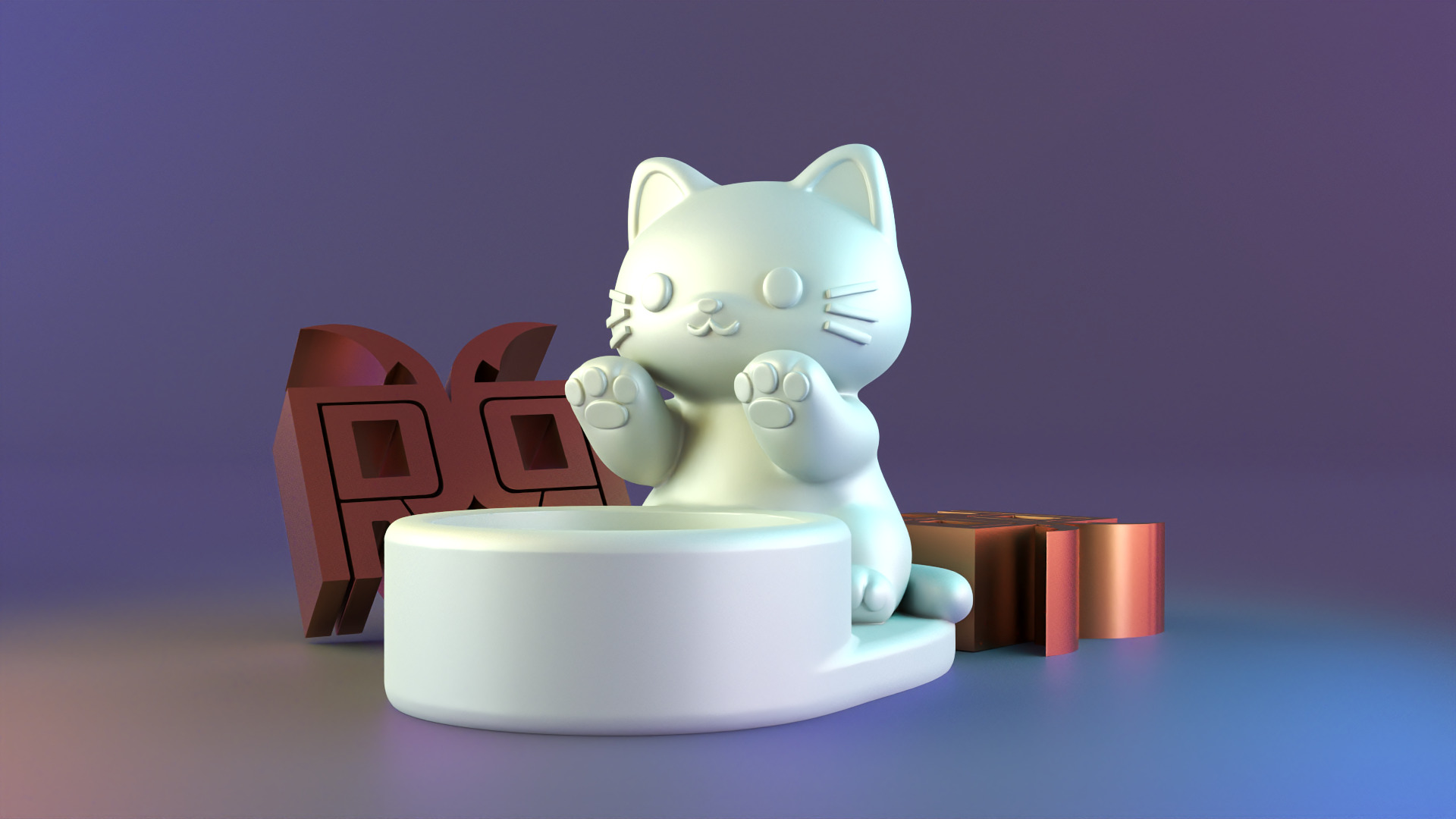Cat candle holder 3D print model_6