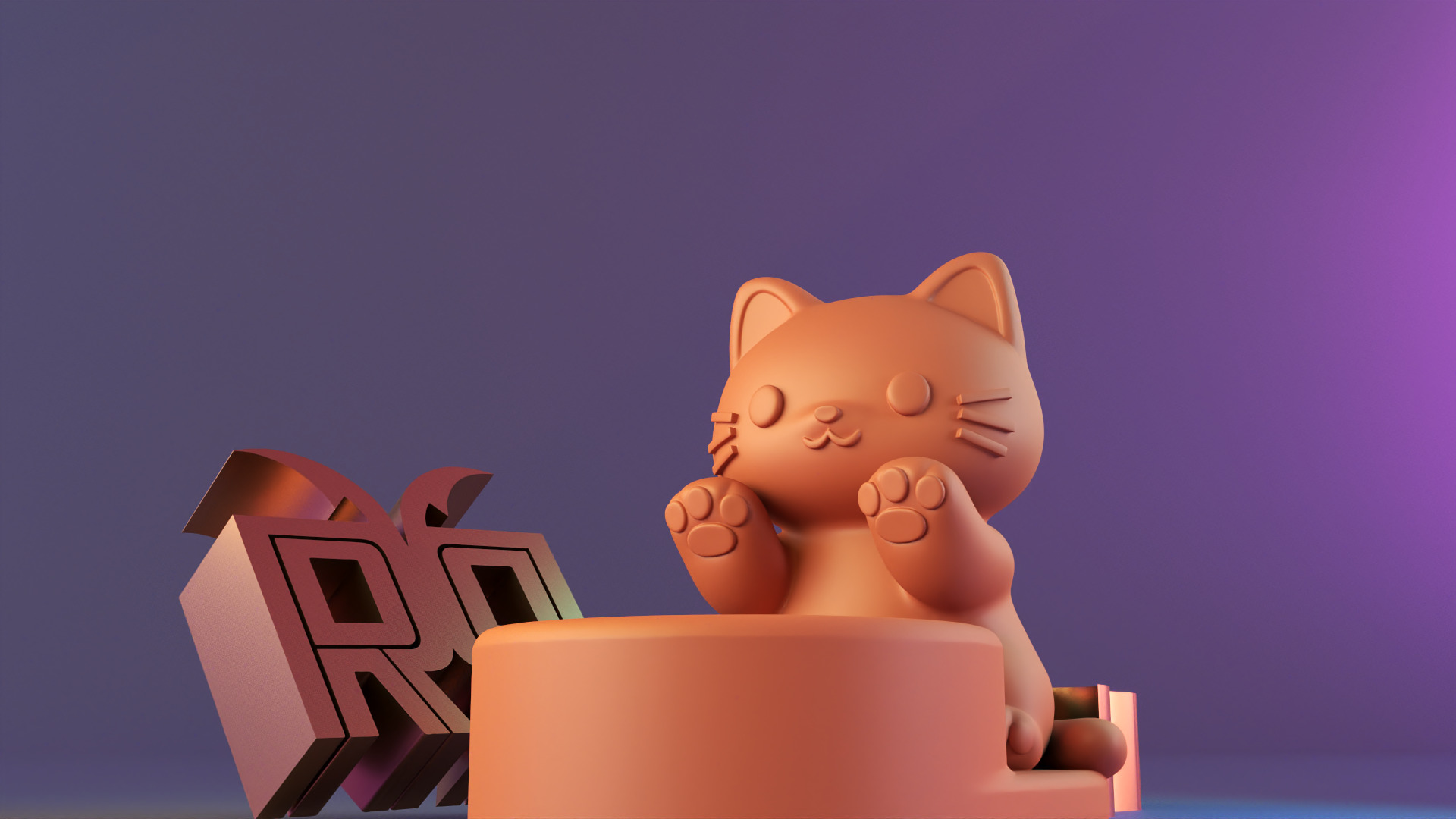 Cat candle holder 3D print model_5
