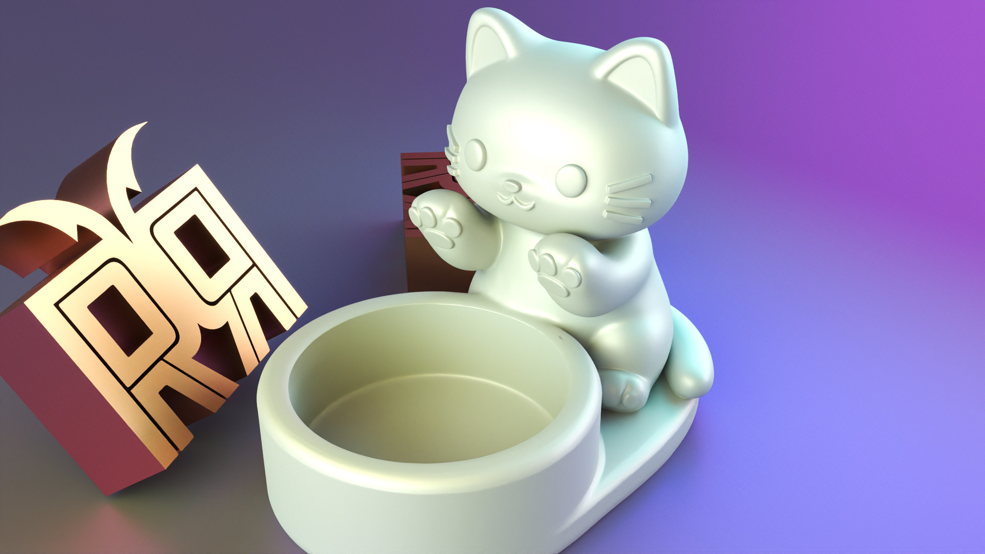 Cat candle holder 3D print model_8